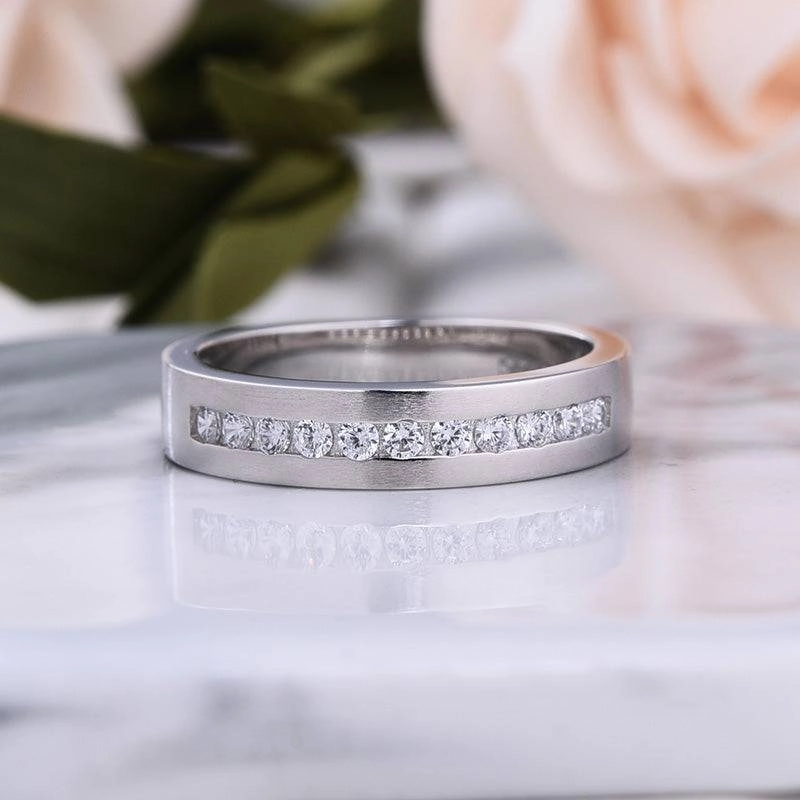 Event Present Louily Classic Design White Sapphire Men's Wide Wedding Band In 925 Sterling Silver