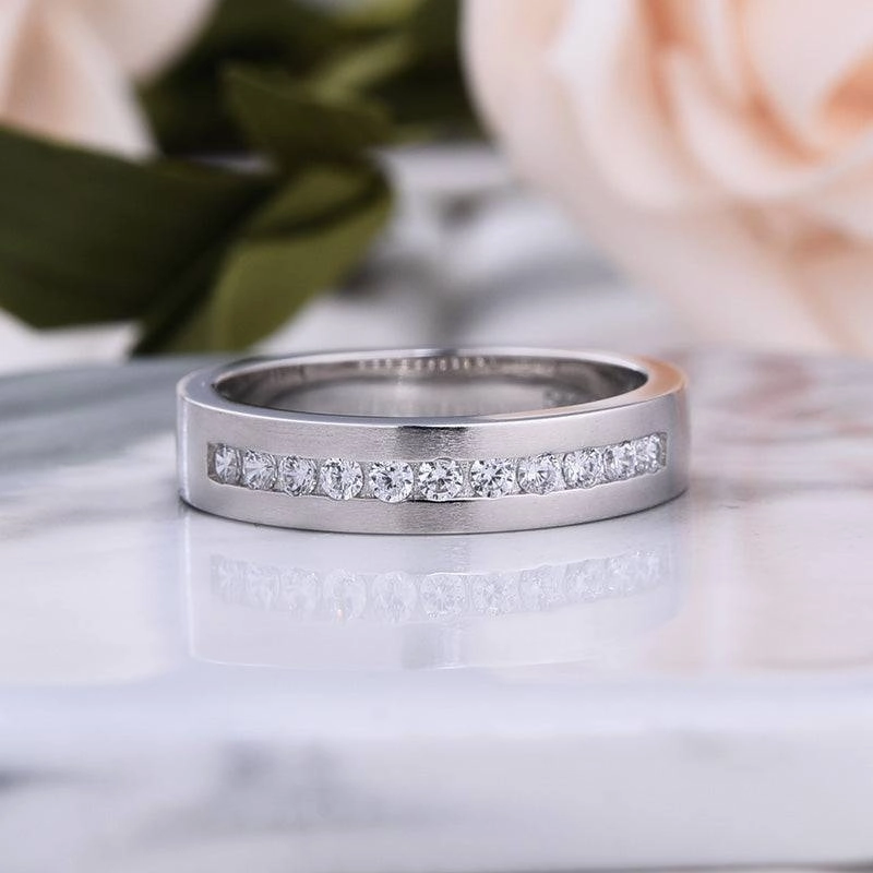 Louily Classic Design White Sapphire Men's Wide Wedding Band In 925 Sterling Silver Glamorous Accessory