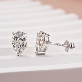 Circular Item Contemporary accessory Louily Classic Moissanite Pear Cut Earrings In Sterling Silver