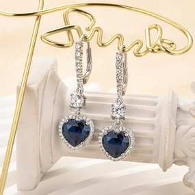 Refined Element Oversized Decoration Louily Elegant Blue Stone Heart Cut Women's Earrings