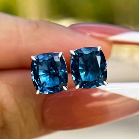 Summer Ornament Louily Lovely Cushion Cut Montana Blue Sapphire Earrings