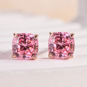 Louily Lovely Rose Gold Morganite Pink Cushion Cut Earrings Delicate Accessory