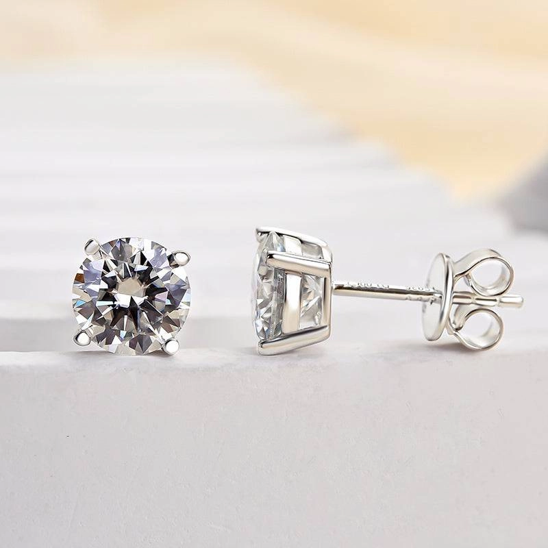 Sparkling Decoration Louily Moissanite 4 Prong Round Cut Stud Earrings