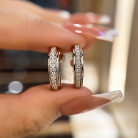 Summer Embellishment Graceful Must-Have Louily Moissanite Classic Round Cut Curved Stud Earrings