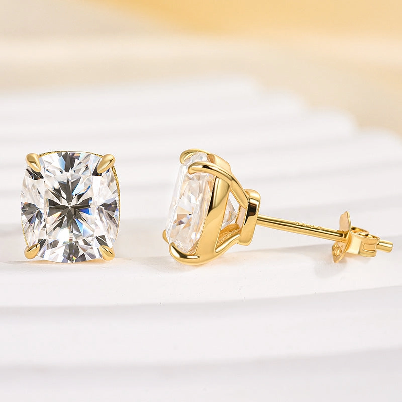 Louily Moissanite Cushion Cut Women's Stud Earrings Dainty Accessory