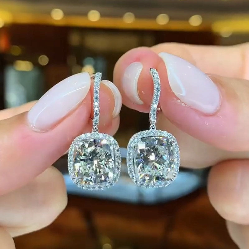 Straight Jewelry Louily Special Halo Design Cushion Cut Women's Earrings