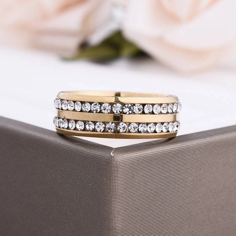 Luxury Harmony Louily Two Row Design Yellow Gold White Sapphire Men's Wide Wedding Band In 925 Sterling Silver