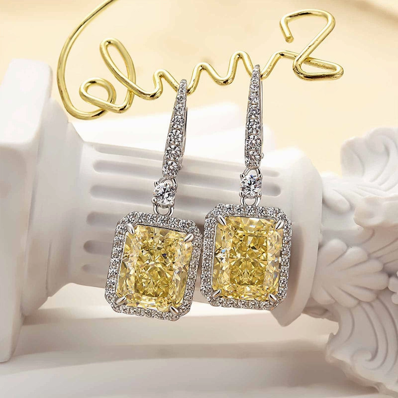 Linear Item High-Quality Adornment Louily Yellow Stone Radiant Cut Women's Earrings