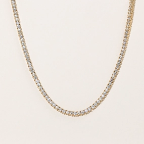 Handmade Glam Vintage Accent 21ctw  Natural Diamond Tennis Necklace | 21.90ctw SI1/SI2 F/H | 20" |