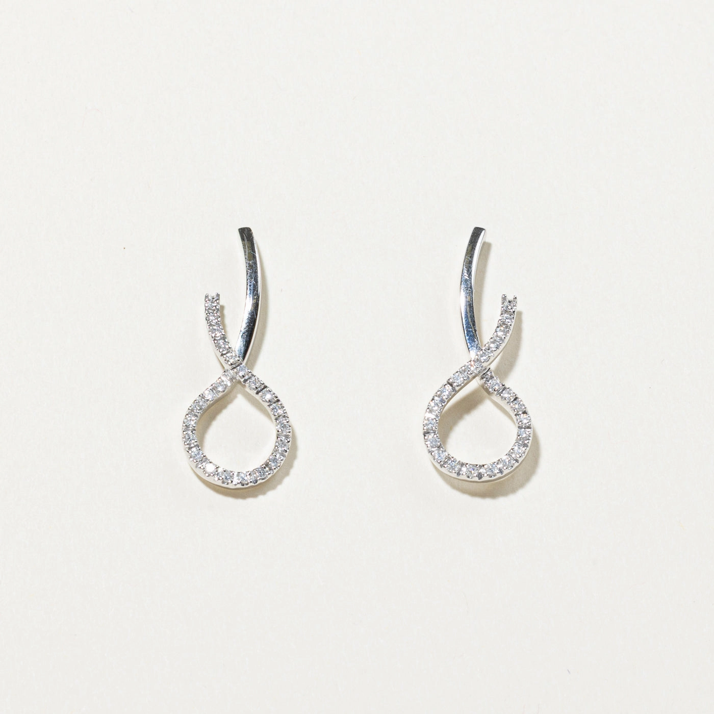18k White Gold Diamond Cross Over Drop Earrings | 0.30ctw Evening Ensemble