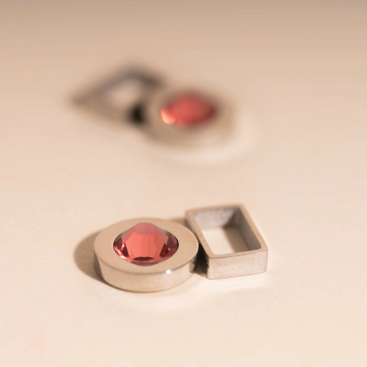 Pink Gem Chunky Huggie Hoop Charms Model Ready Luxury Finish