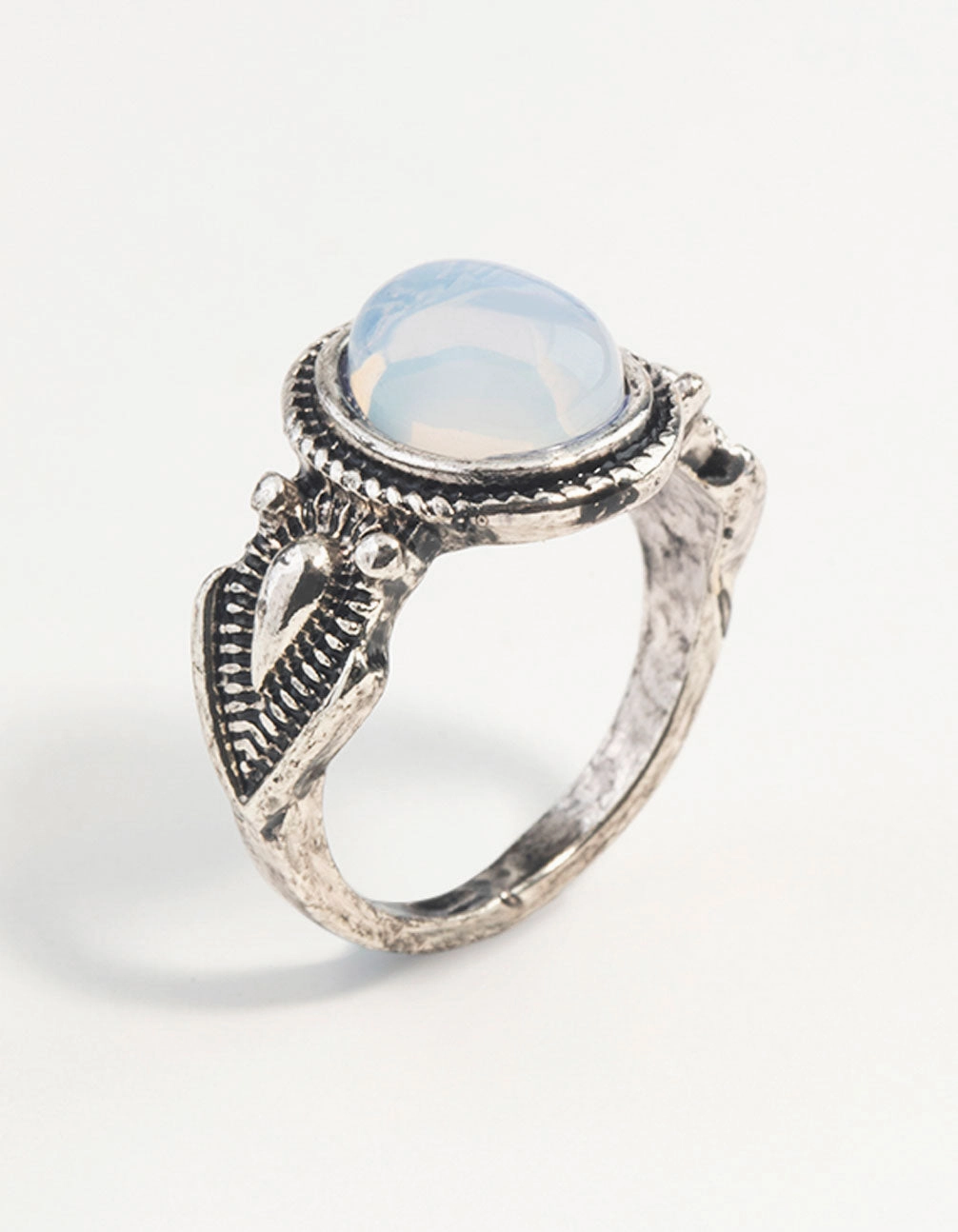 Antique Silver Oval Moonstone Ring standard size