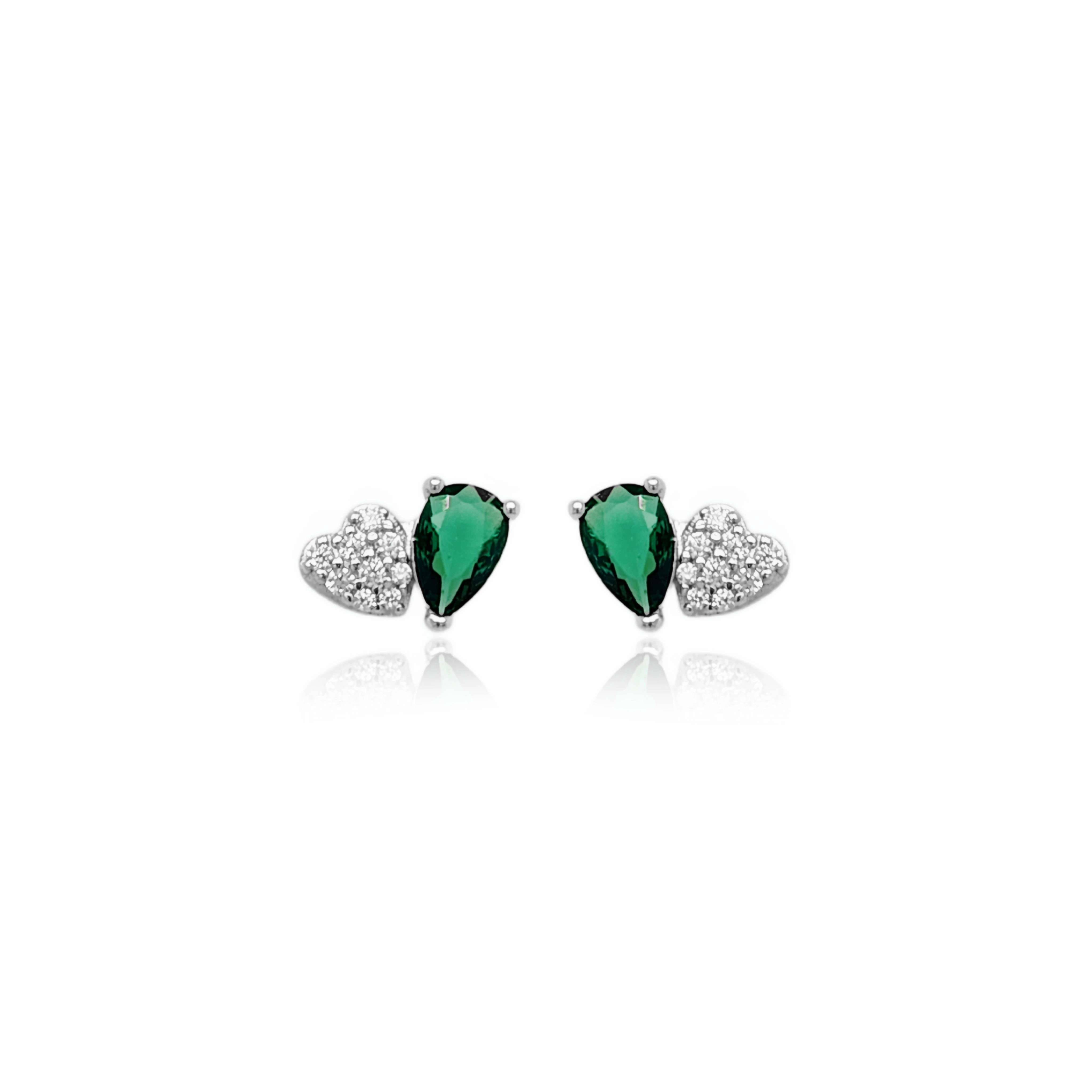 Stylish Accessory Handsome Jewelry Sterling Silver Micropave Heart With Colored Pear CZ Stud Earring