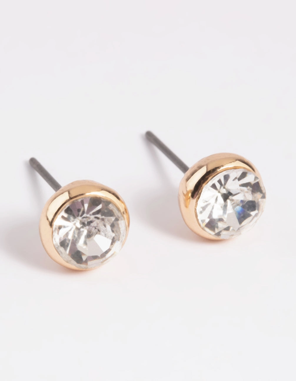 Night Embellishment Gold Diamante Round Stud Earrings