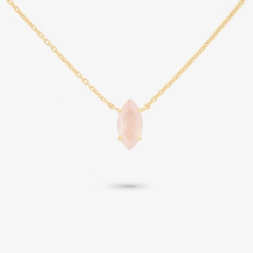 Glam Touch Refined Line Amare Wear January Marquise Birthstone Necklace Rose Quartz