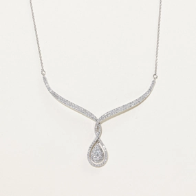 Youthful Twist Timeless Favorite White Gold Diamond Pear Shaped Pendant Necklace | 0.92ctw | 18"