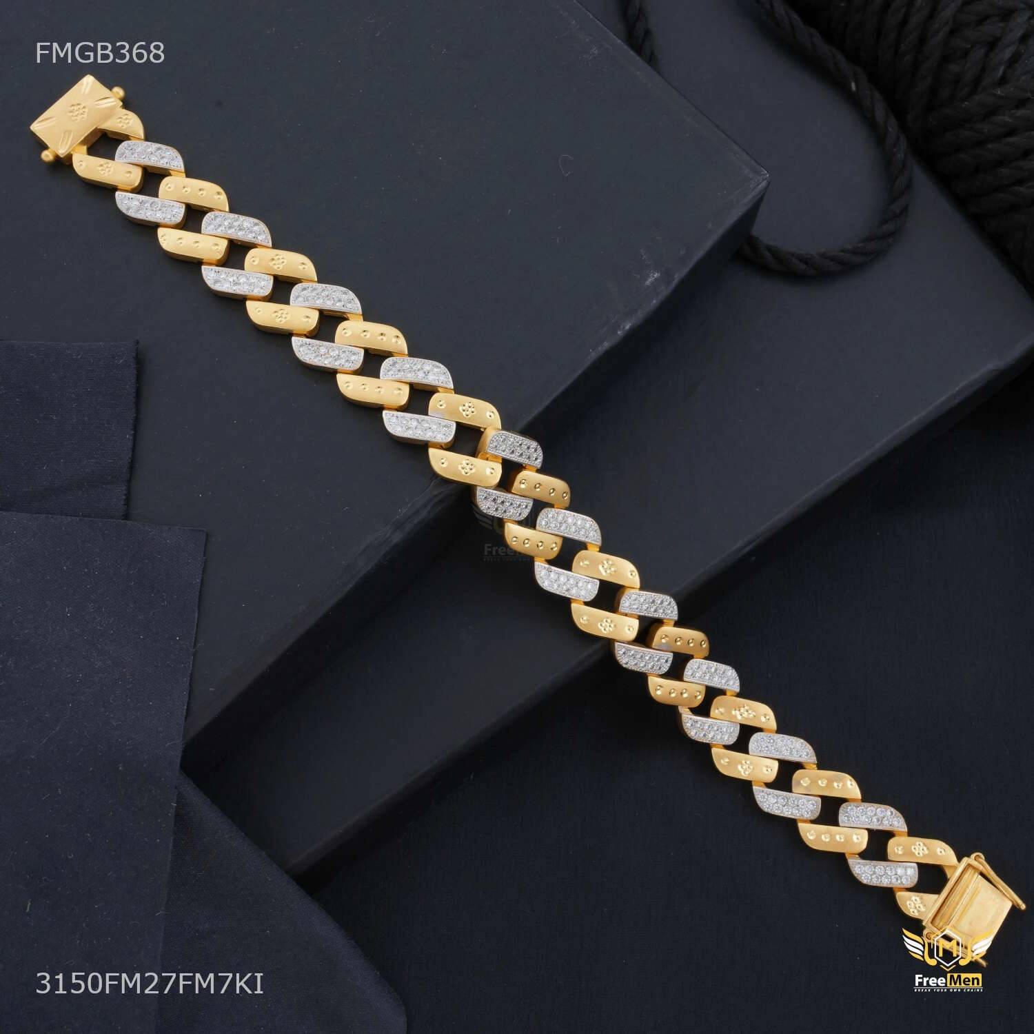 Luxury Dimond by Dimond Gold Plated Bracelet  for Men - FMGB368 Just Dropped Fast View