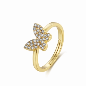 summer look Sterling Silver Gold Plated Children's CZ Butterfly Ring