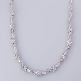 18K White Gold Diamond Necklace | 1.80ctw | 15"| Sweet Detail
