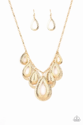 Paparazzi Accessories ? Teardrop Tempest - Gold Necklace?Flat Rate Ship $4.50? Diverse Accent