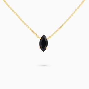 Amare Wear July Marquise Birthstone Necklace Black Onyx Light Play Natural Spark