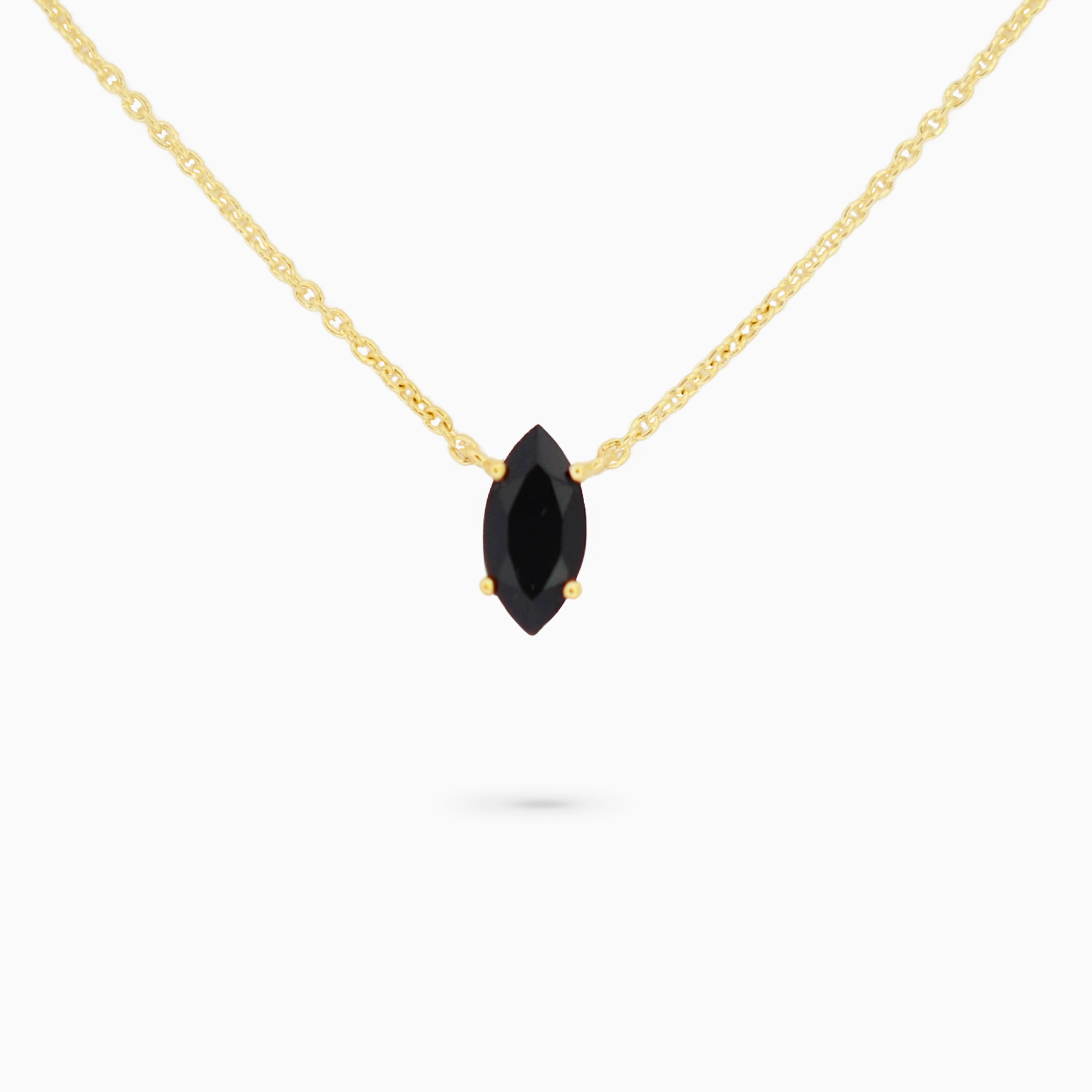 Amare Wear July Marquise Birthstone Necklace Black Onyx Light Play Natural Spark
