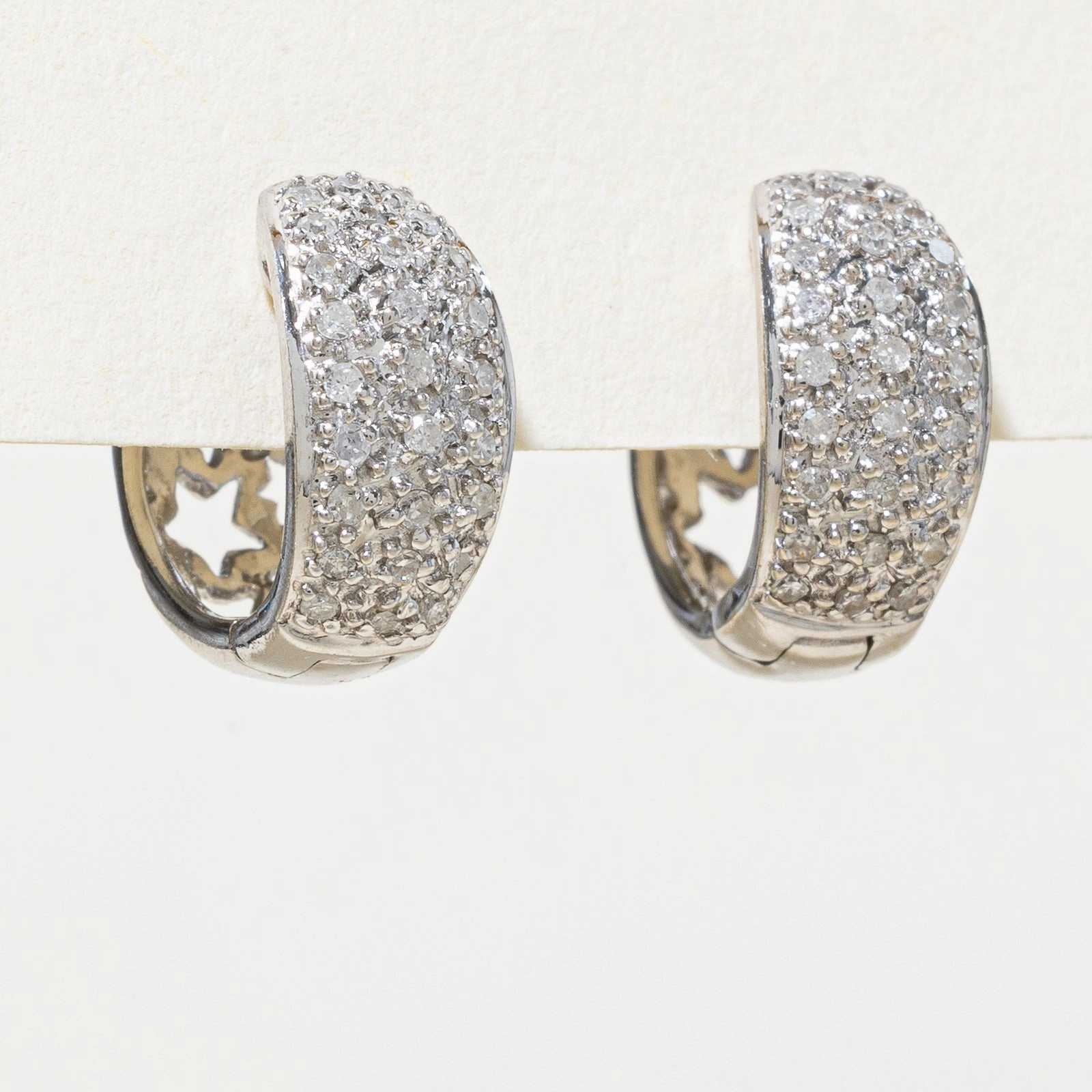 Camera Focus Statement Accent 10K Diamond Cluster Huggie Earrings | 0.27ctw