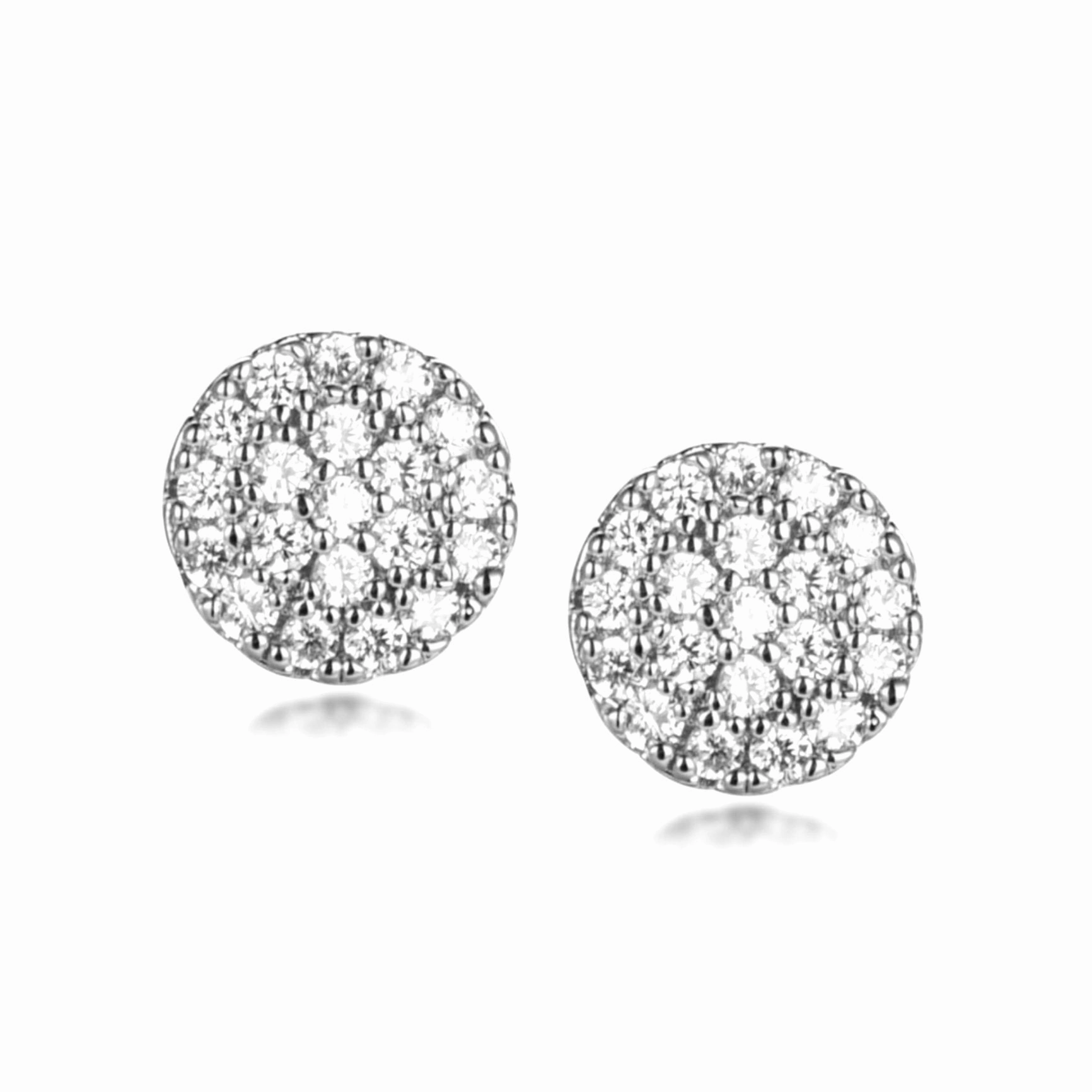 Sterling Silver Round Micropave Stud Earrings Delicate Adornment Affordable Decor