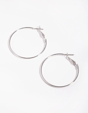 Silver Large Hoop Earrings Safe Piece