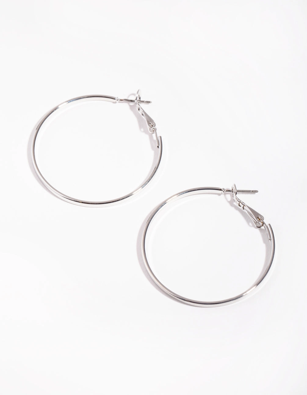 Silver Large Hoop Earrings Safe Piece