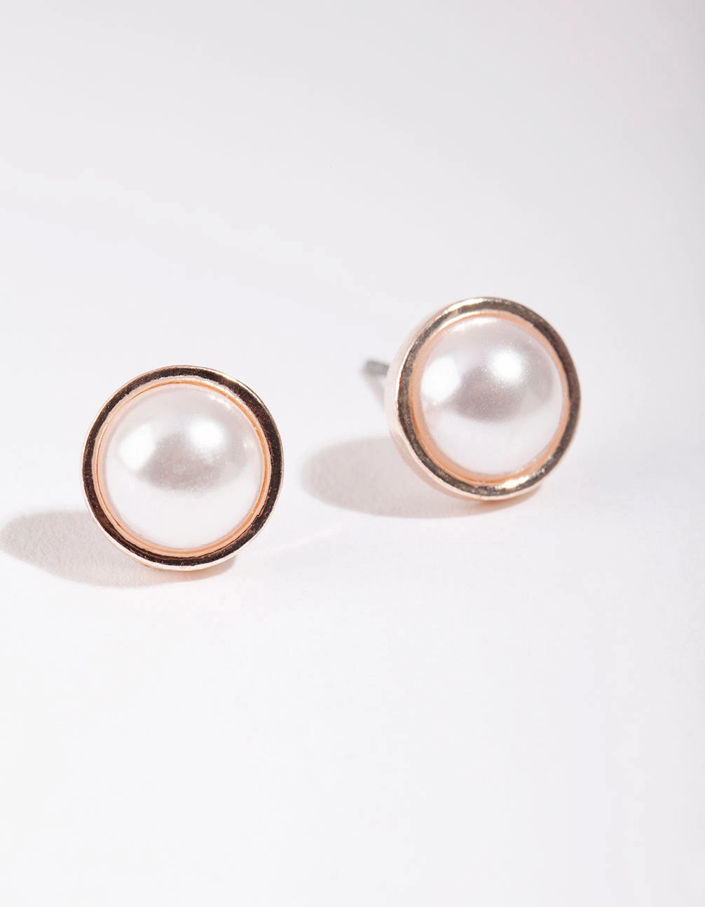 Rose Gold Pearl Casting Stud Earrings Exquisite Selection