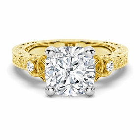 Shimmer Mood Economical Style Vintage Celtic Knots Design Cushion Cut Moissanite Engagement Ring