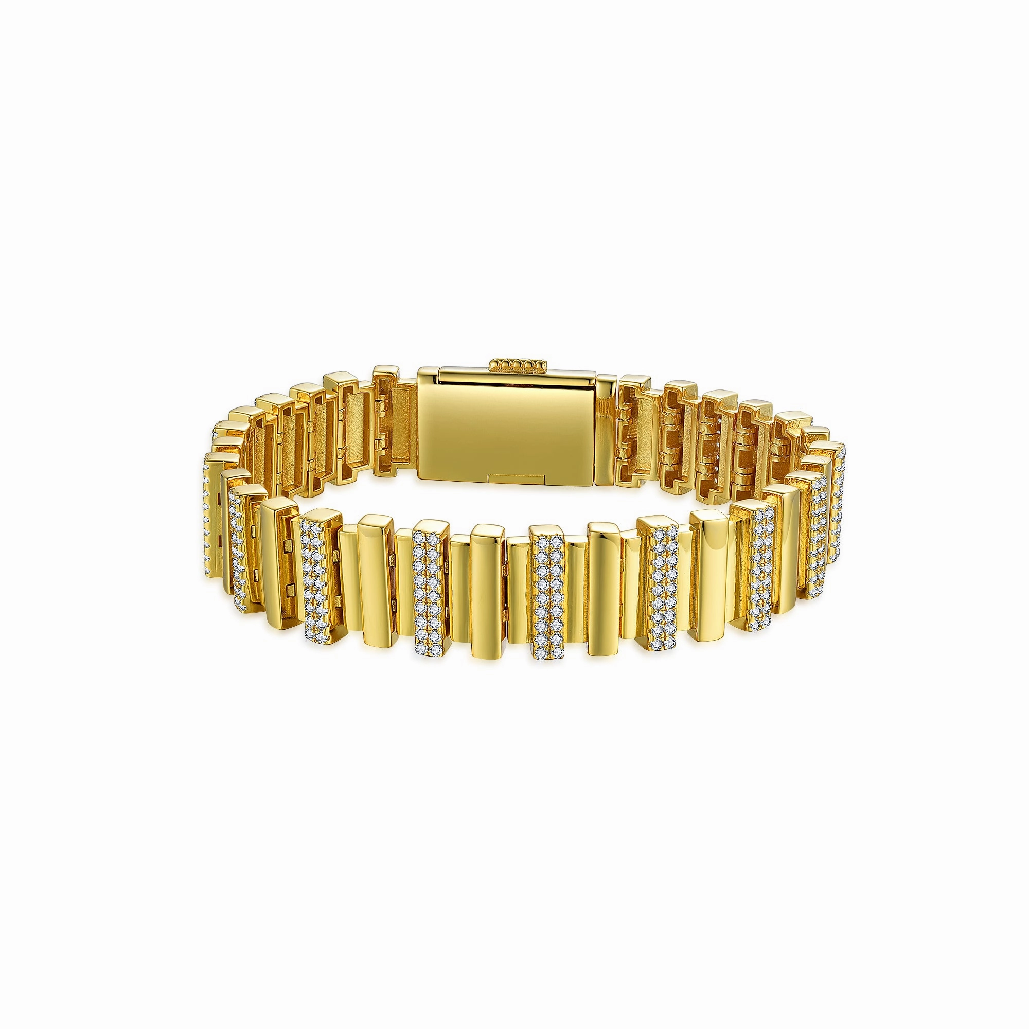 Sterling Silver Gold Plated Bar With CZ Bracelet Personalized Touches Nautical Detail