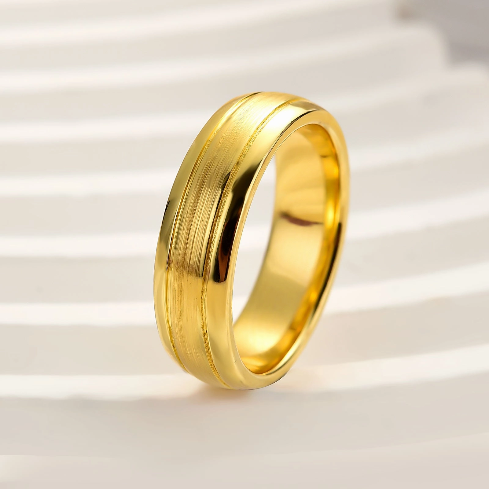 Shiny Design Louily Classic Matte and Polished Men's Wide Wedding Band