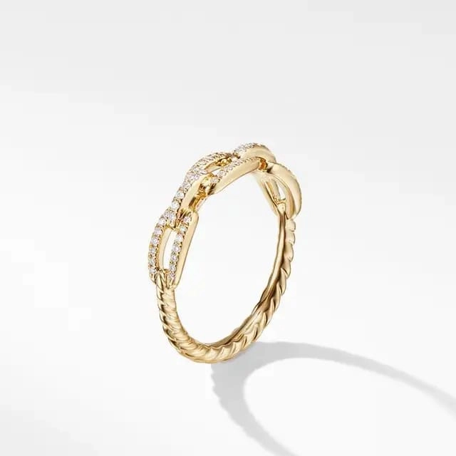 Micron Gold Plated Sterling Silver Micropave Paperclip Ring Exclusive Embellishment