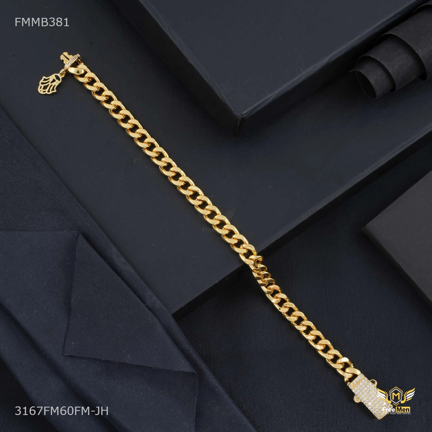 Mini Luxury Ring to Ring Bracelet for Men - FMMB381 Indelible Mixture All-Nation Charm