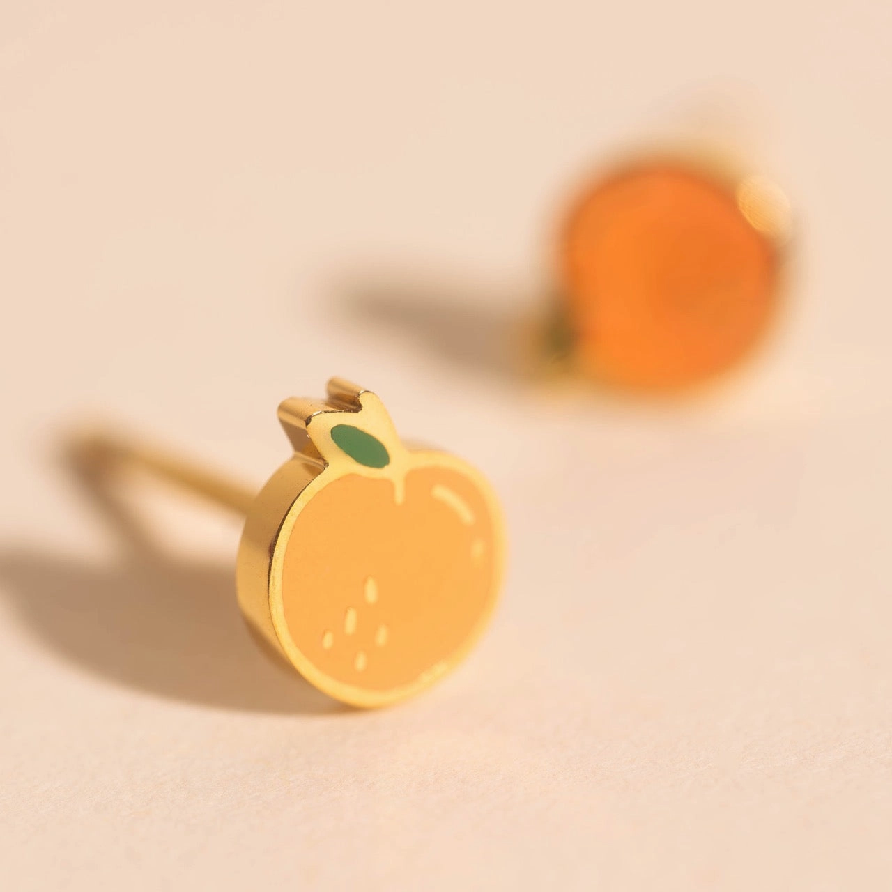 Handmade pieces Simple Look Mini Peach Stud Earrings