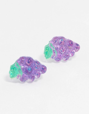 Stylish Adornment Purple  Grape Bunch Stud Earrings