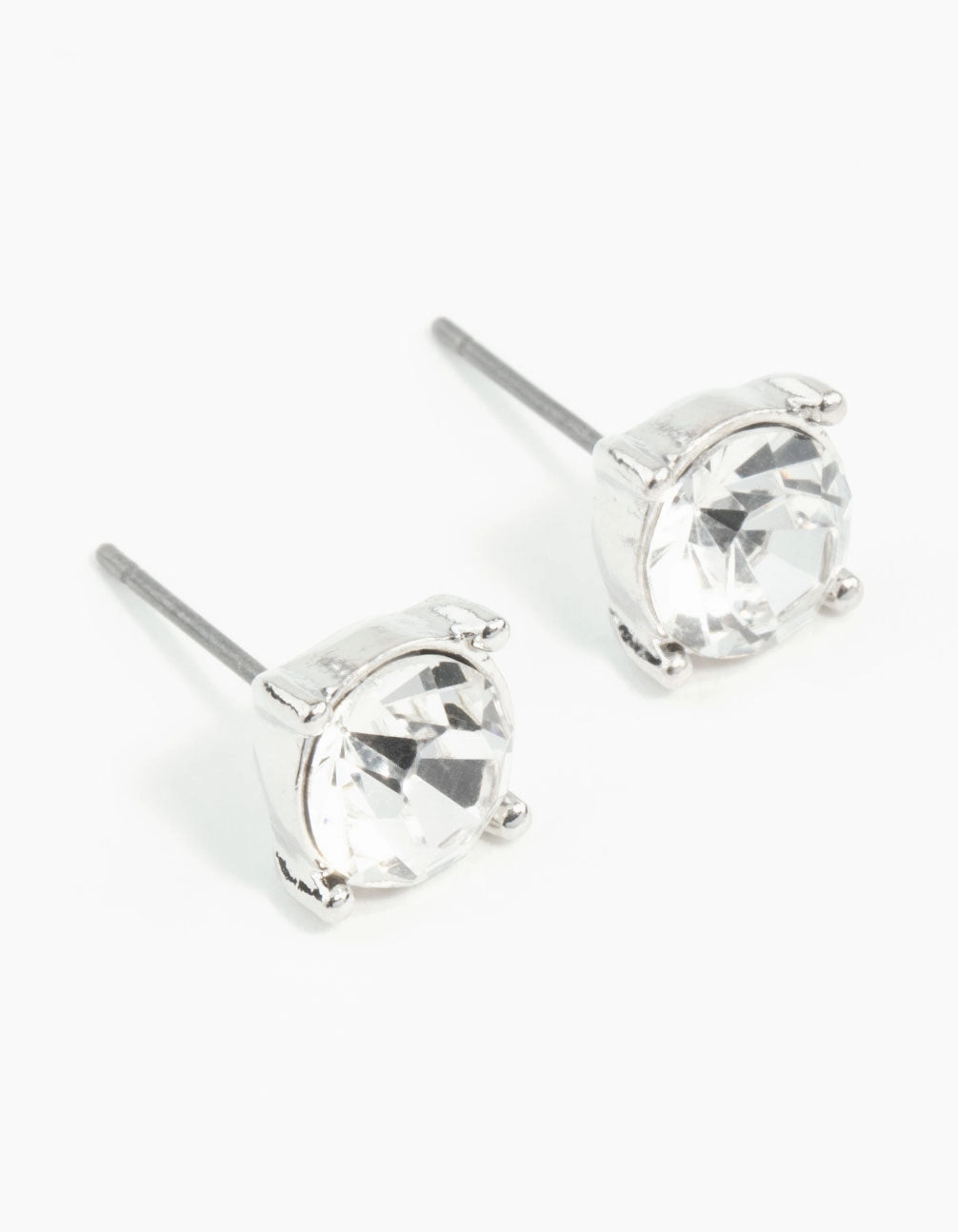Premium Style Vibrant Accent Silver 2 Carat Glass Stud Earrings