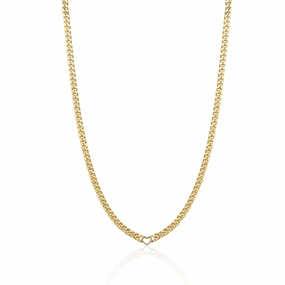 Subtle Accent holiday season Gold-plated Sterling Silver Cuban Chain With Open Heart Necklace