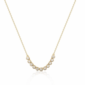 Gold-plated Sterling Silver Bezel Set CZ Soft Bar Necklace Daily Charm