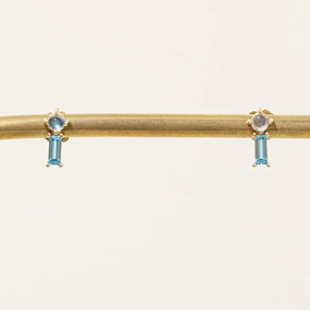 100 Ways' Swiss Blue Topaz & Moonstone Earrings | 0.30ctw, 0.10ctw | Natural Fit Precious Treasures