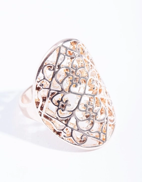 Fashion feature Urban Style Rose Gold Filigree Shield Ring