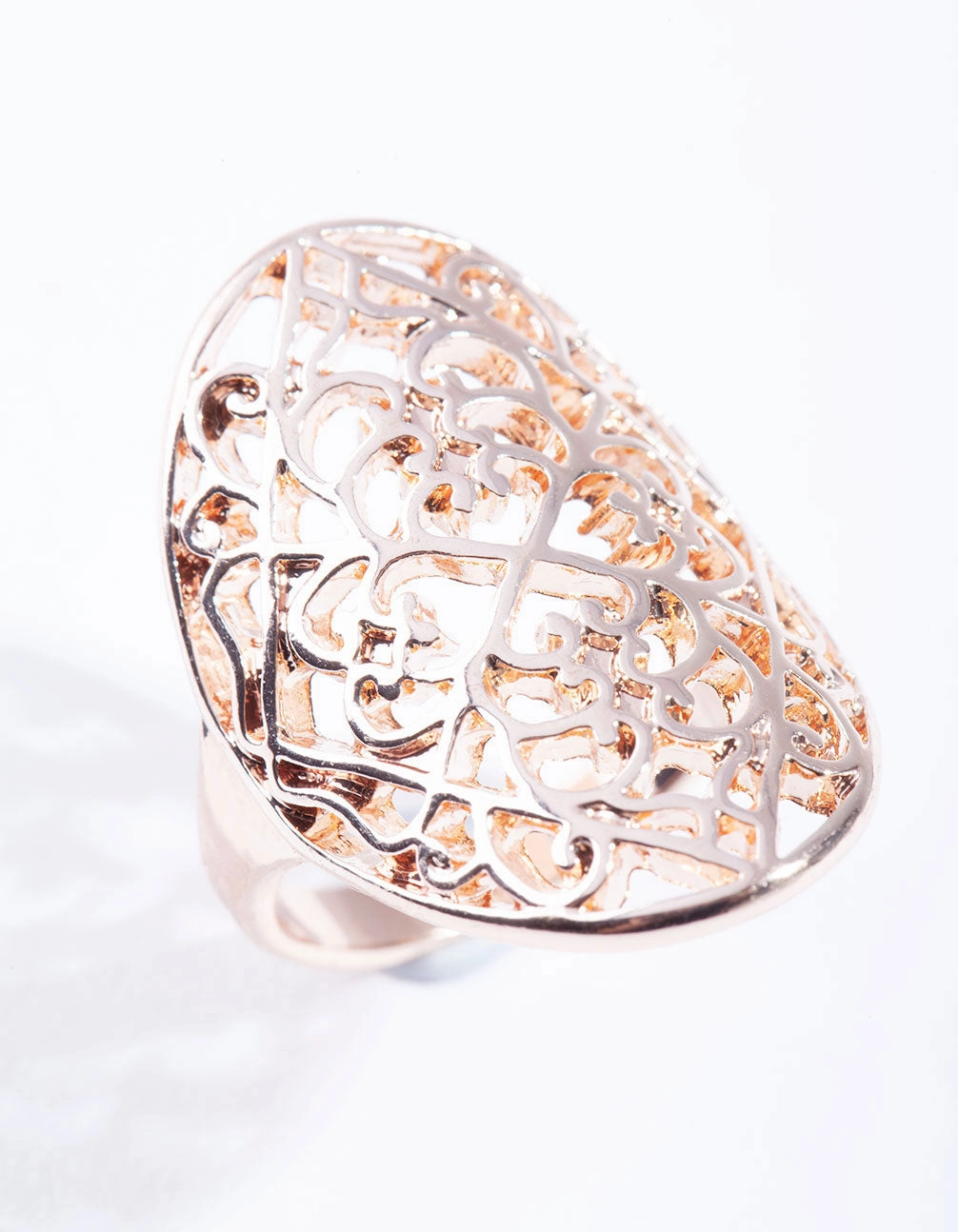 Rose Gold Filigree Shield Ring Personal Jewelry