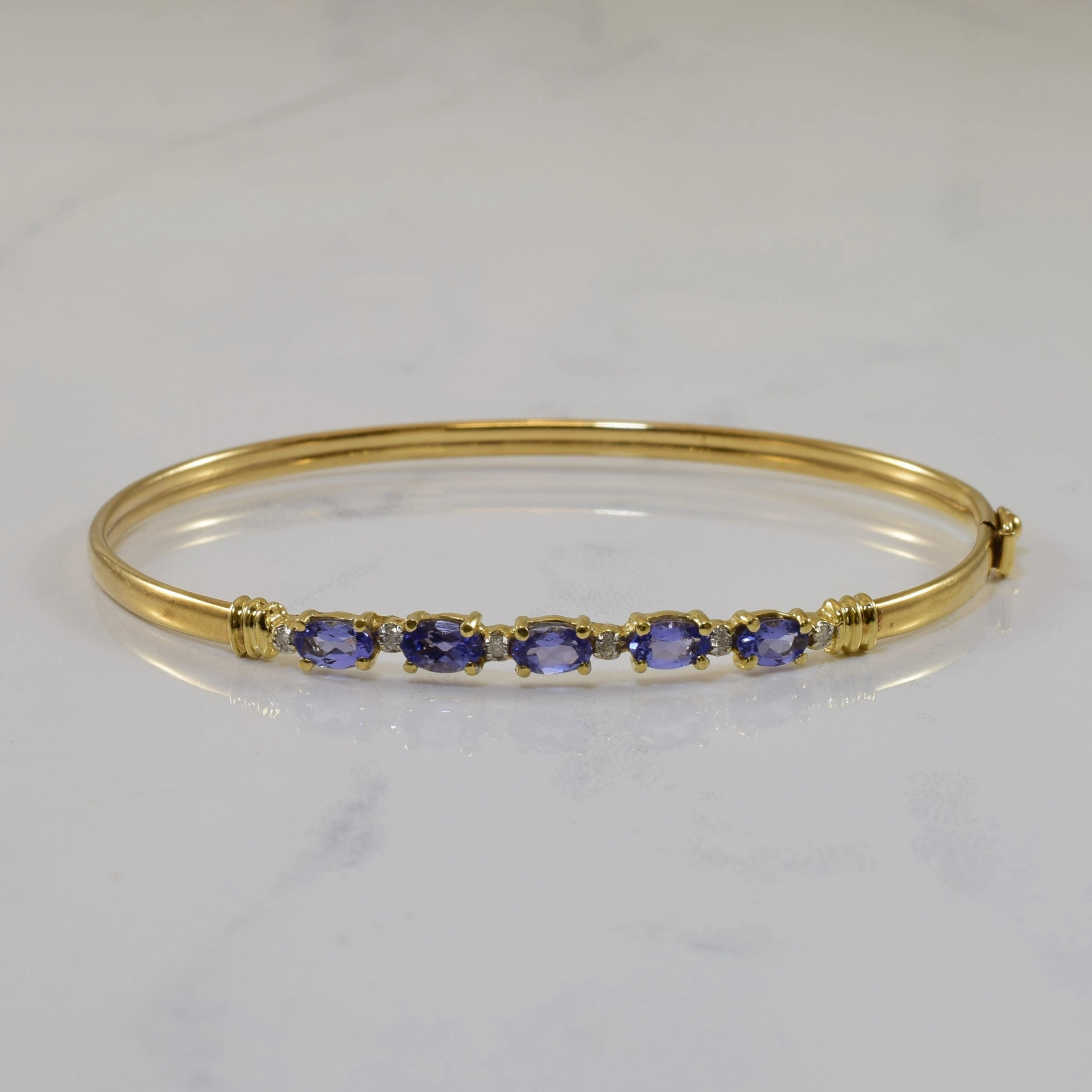 Versatile Touch Chic Glimmer Tanzanite & Diamond Bangle Bracelet | 1.00ctw, 0.03ctw | 7.5" |