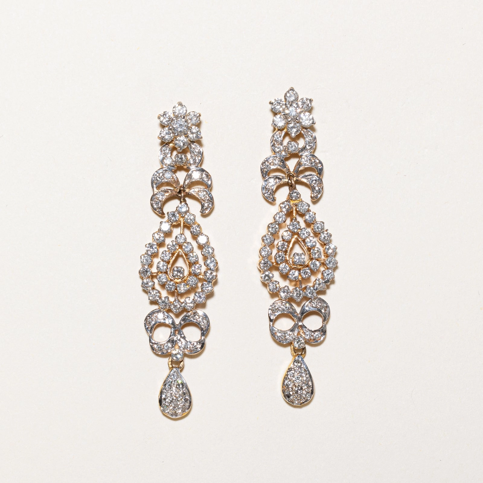 Diamond Ornate Chandelier Earrings | 2.34ctw | Silky Finish Shiny Details