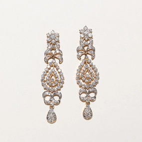 Diamond Ornate Chandelier Earrings | 2.34ctw | Silky Finish Shiny Details