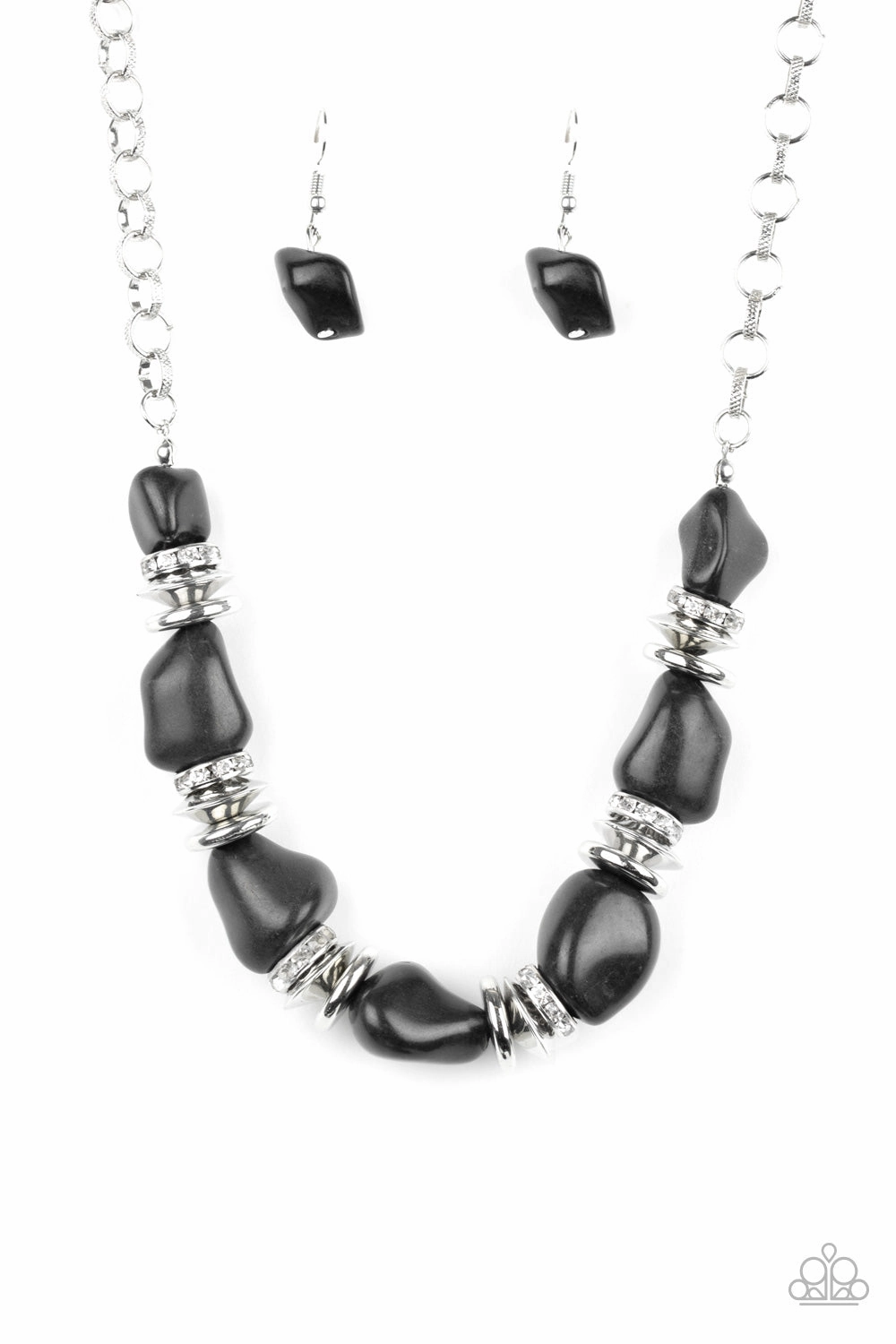 Simple Touch Paparazzi Accessories ? Stunningly Stone Age - Black Necklace?Flat Rate Ship $4.50?
