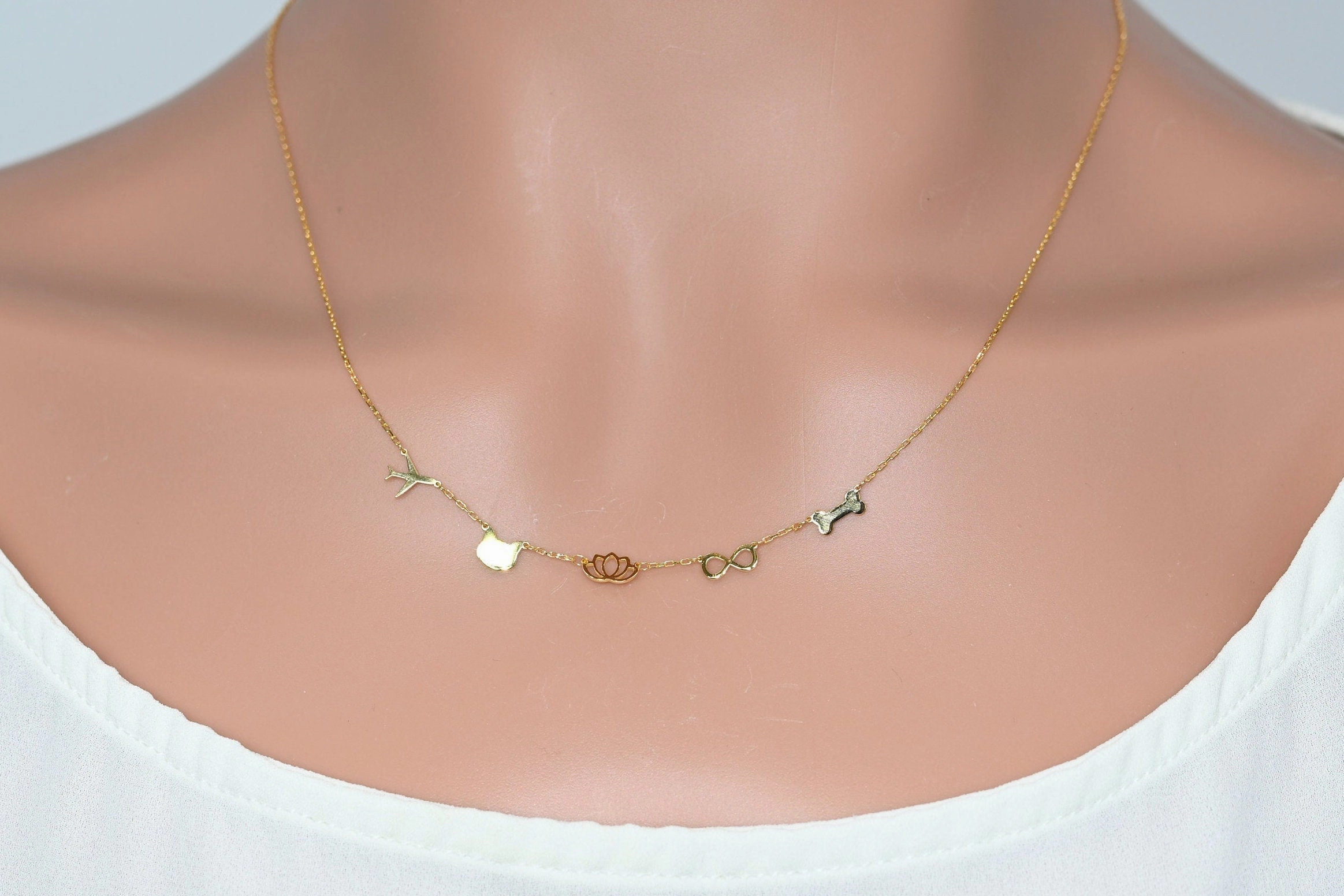 Gorgeous Item Solid Gold Dainty Letters Love Necklace / Real Gold Custom Characters Initials Necklace / Handmade Personalized Jewelry By Selanica