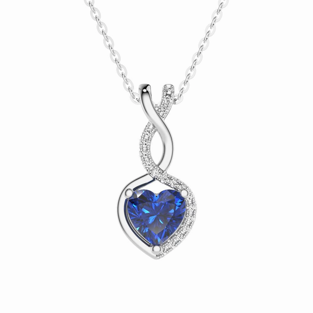 1 CT. Sapphire Infinity Heart Pendant with Diamonds Elegant accessory Career Jewelry